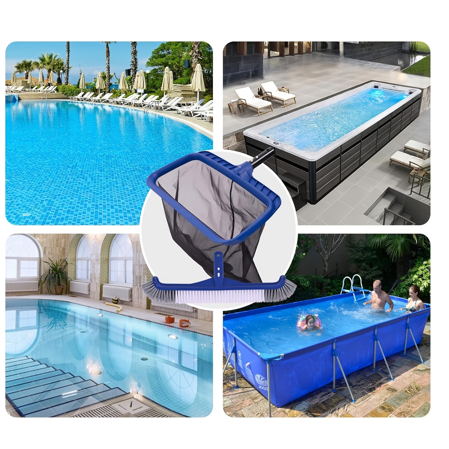 Kit Pulizia Piscina: Spazzola 45cm + Retino a Sacco Profondo - Partenopet