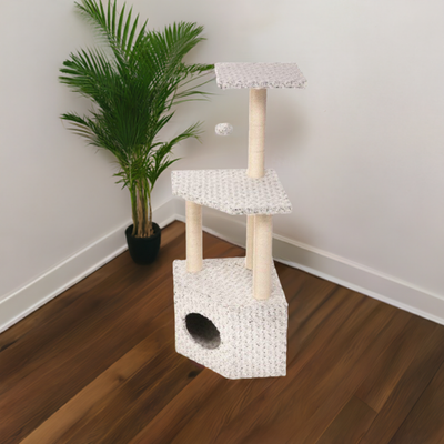 Imac Irma Tiragraffi per Gatti Struttura con Cuccia Ripiani Pallina 40x40x108 cm