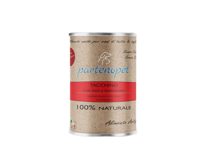 Partenopet Alimento Umido per Cani Monoproteico Tacchino con Riso e Pomodoro 400 g - Partenopet