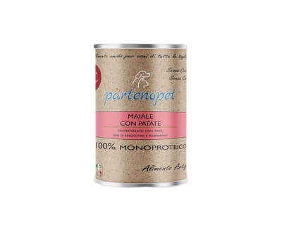 Partenopet Alimento Umido per Cani Monoproteico Grain Free Maiale con Patate 400 g - Partenopet