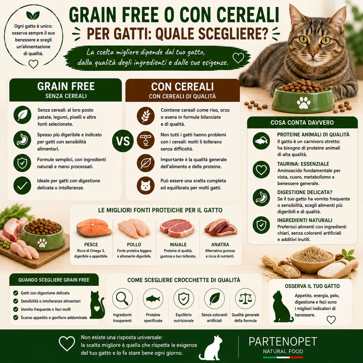 Grain Free o Con Cereali per Gatti