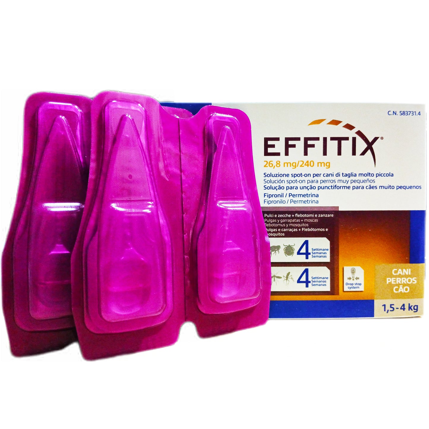 Virbac Effitix Antiparassitario per cani 1,5 - 4 kg 4 Pipette - Partenopet