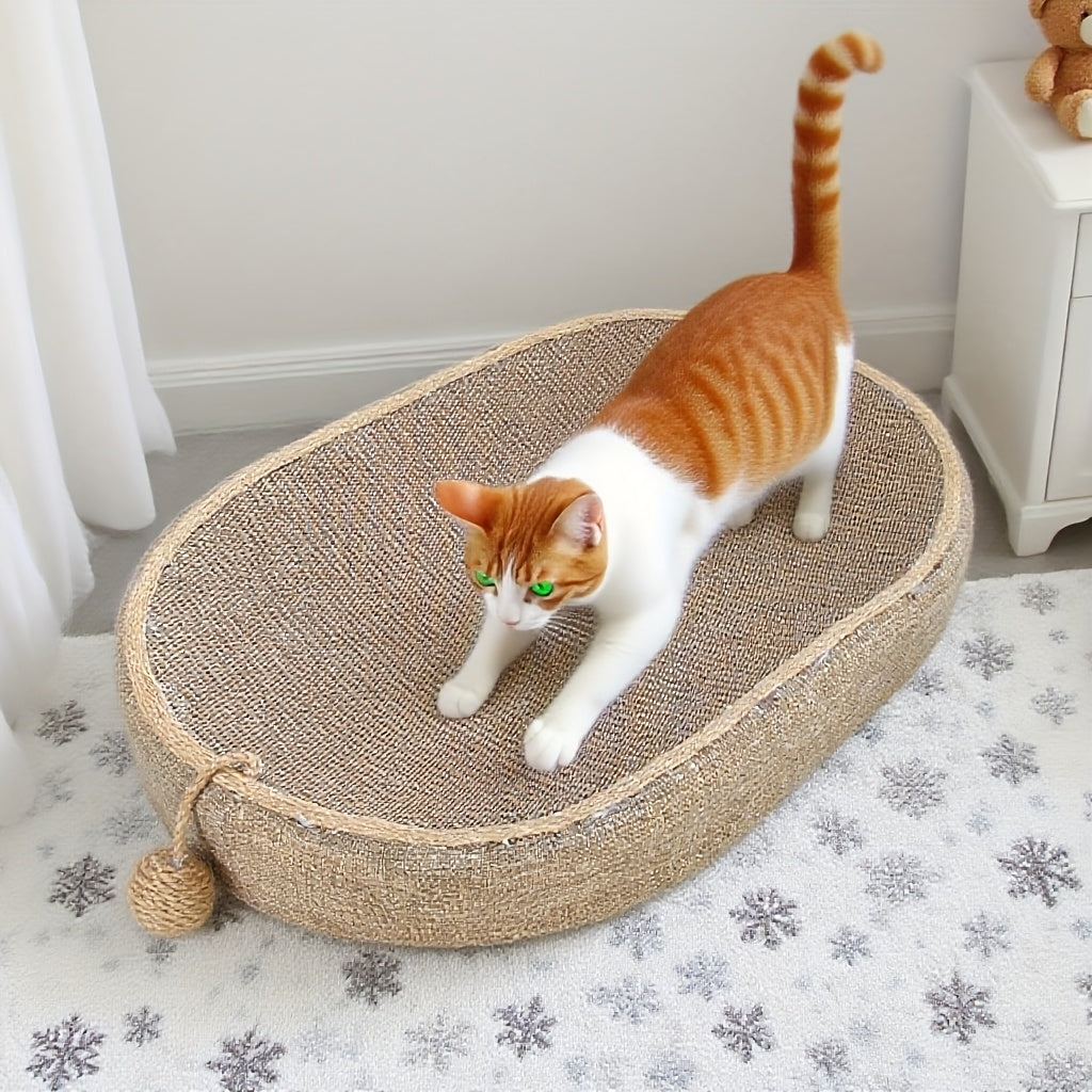 Tiragraffi in Juta per Gatti con Pallina | Cuccia e Gioco 57x36cm - Partenopet