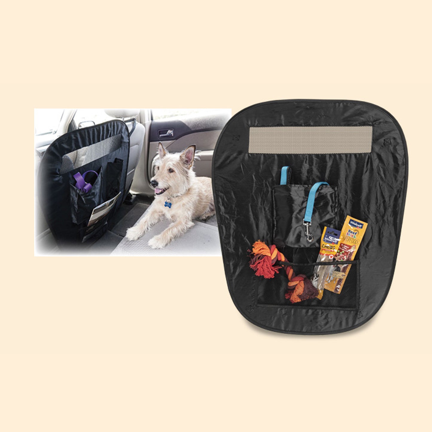 Vitakraft Barriera per Auto per Cani con Portaoggetti Divisorio Auto 61,5x76cm - Partenopet