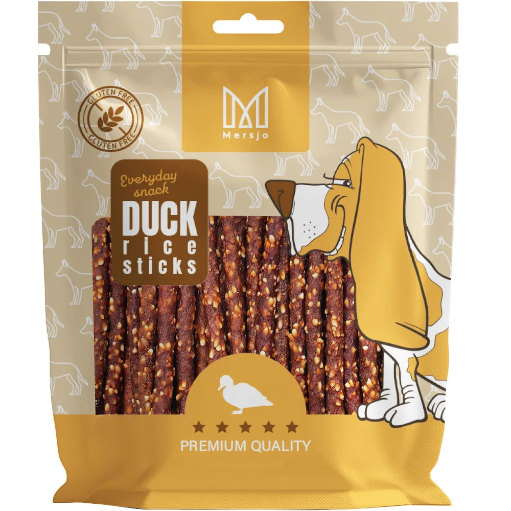 Snack per Cani Anatra e Riso Mersjo 500 g – Bastoncini Morbidi con 83% Anatra
