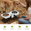 Ciotole Rialzate Pieghevoli per Cani da Viaggio | Doppia Ciotola in Silicone