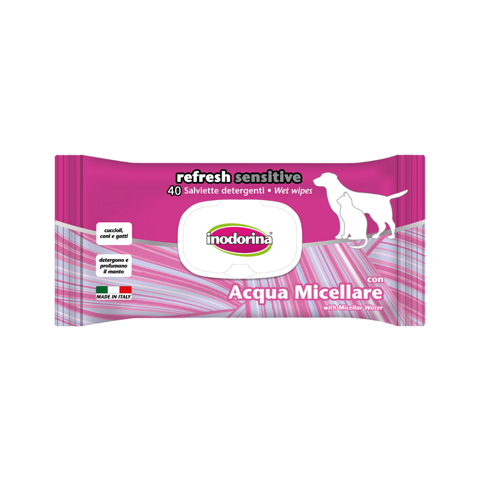 Inodorina Salviette Refresh Salviette profumate imbevute per Cani e Gatti confezione da 40 pz. - Partenopet