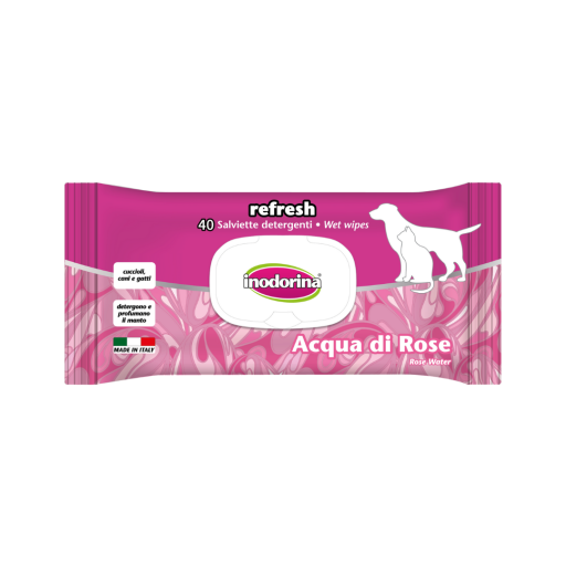 Inodorina Salviette Refresh Salviette profumate imbevute per Cani e Gatti confezione da 40 pz. - Partenopet