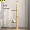 Albero tiragraffi cielo-terra regolabile in altezza per gatti, modello a torre multipiano con amache e cuccia, disponibile in 10 varianti di colore e design salvaspazio.