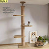 Albero tiragraffi cielo-terra regolabile in altezza per gatti, modello a torre multipiano con amache e cuccia, disponibile in 10 varianti di colore e design salvaspazio.