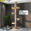 Albero tiragraffi cielo-terra regolabile in altezza per gatti, modello a torre multipiano con amache e cuccia, disponibile in 10 varianti di colore e design salvaspazio.