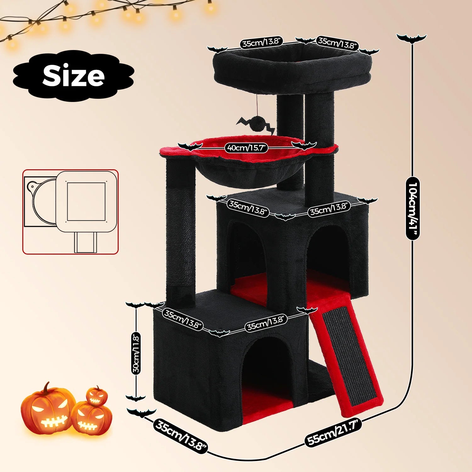 Albero tiragraffi per gatti grandi con doppia cuccia, amaca XL da 40 cm e rampa tiragraffi in sisal, disponibile in grigio e beige, torre multipiano robusta e sicura.
