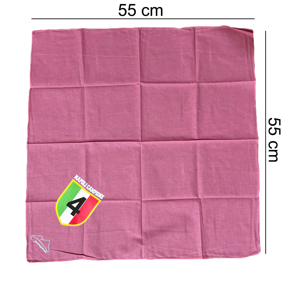 Bandana per cani con la scritta Napoli Campione e lo scudetto tricolore con il numero 4 all'interno di colore rosa