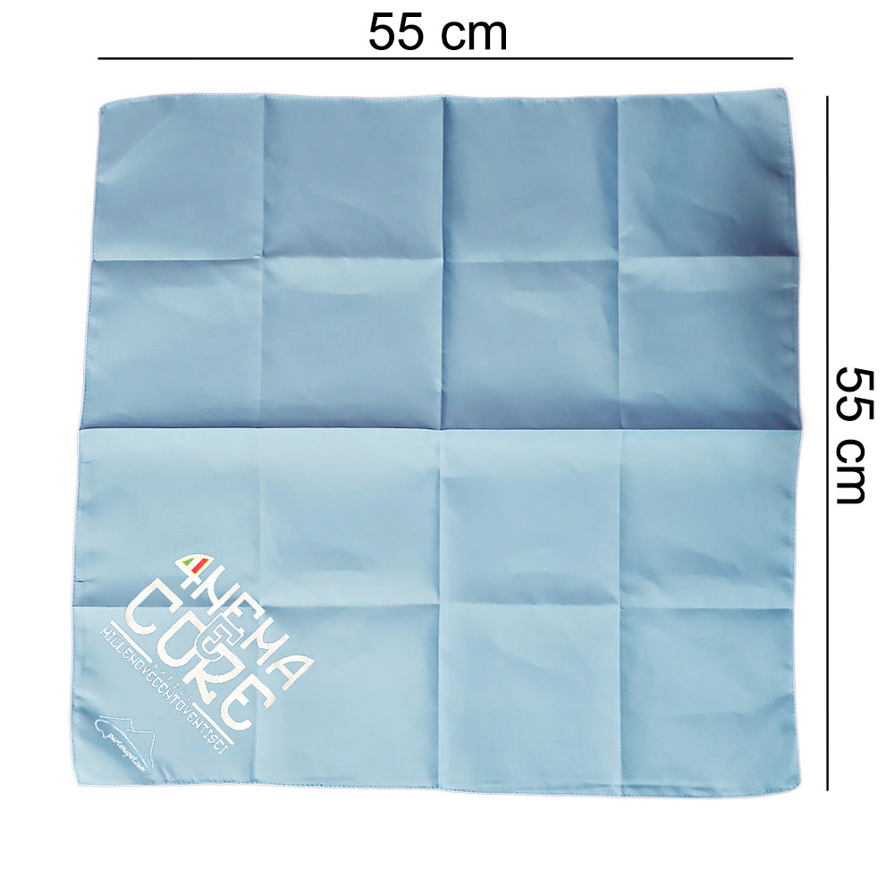 Bandana per cani con la scritta 4nema e Core dove il numero 4 sostituisce la lettera A di colore azzurro