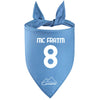 Bandana per cani con la scritta MC FRATM e il numero 8 di colore azzurro