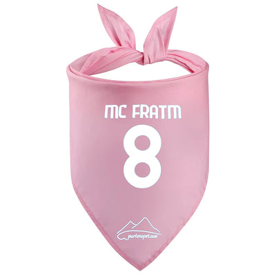 Bandana per cani con la scritta MC FRATM e il numero 8 di colore rosa