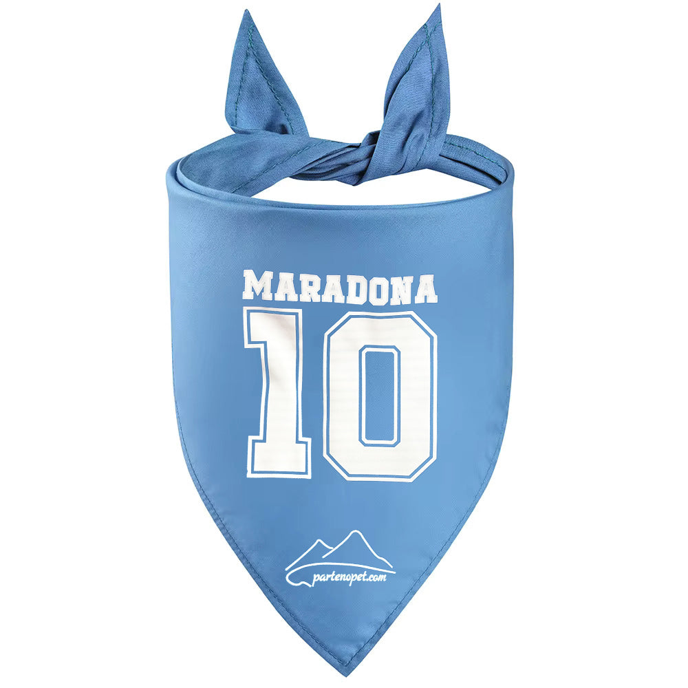 Bandana per cani con la scritta Maradona e il numero 10 colore azzurro