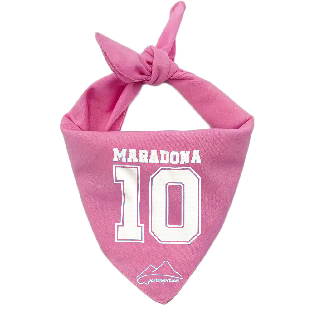 Bandana per cani con la scritta Maradona e il numero 10 colore rosa