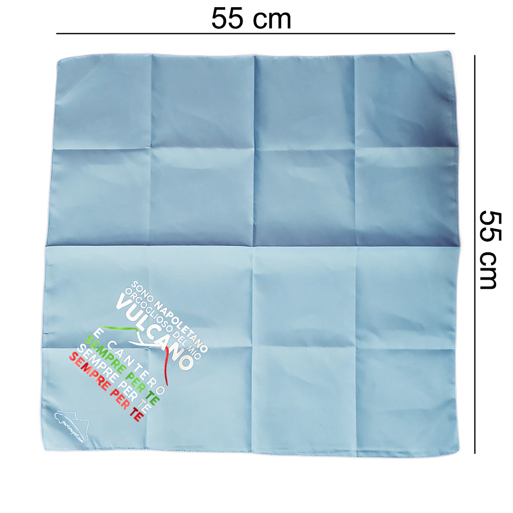 Bandana per cani con la scritta "Sono Napoletano orgoglioso del mio vulcano e canterò per te, sempre per te, sempre per te" colore azzurro