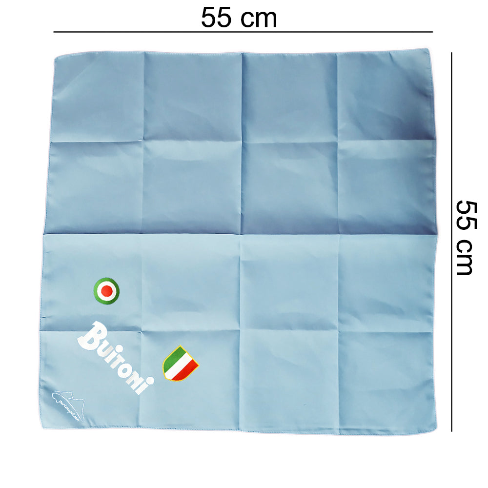Bandana per Cani con la scritta Buitoni lo scudetto tricolore e un cerchio col tricolore di colore azzurro