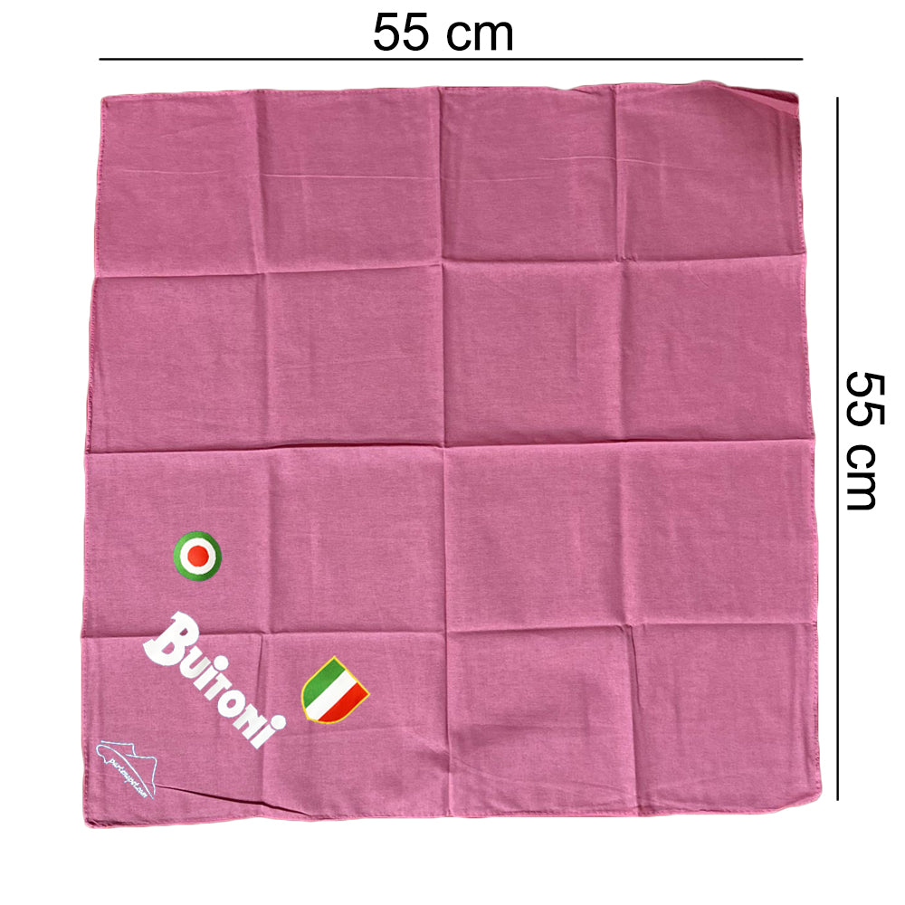 Bandana per Cani con la scritta Buitoni lo scudetto tricolore e un cerchio col tricolore di colore rosa 
