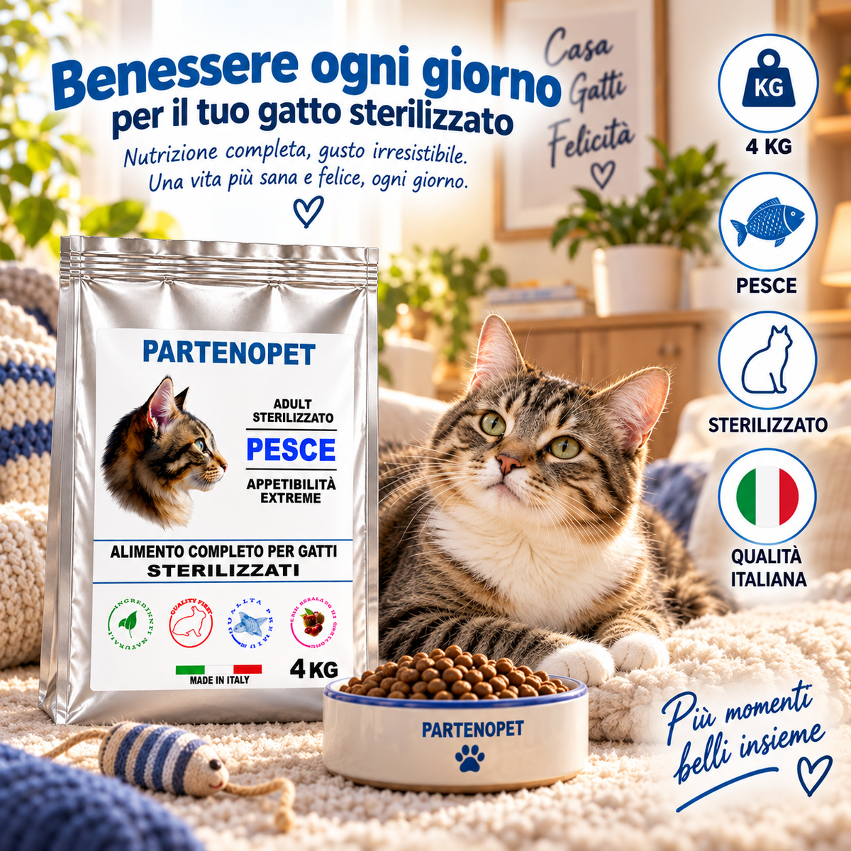 Partenopet Cat Sterilizzato Pesce 4 kg: caratteristiche del prodotto
