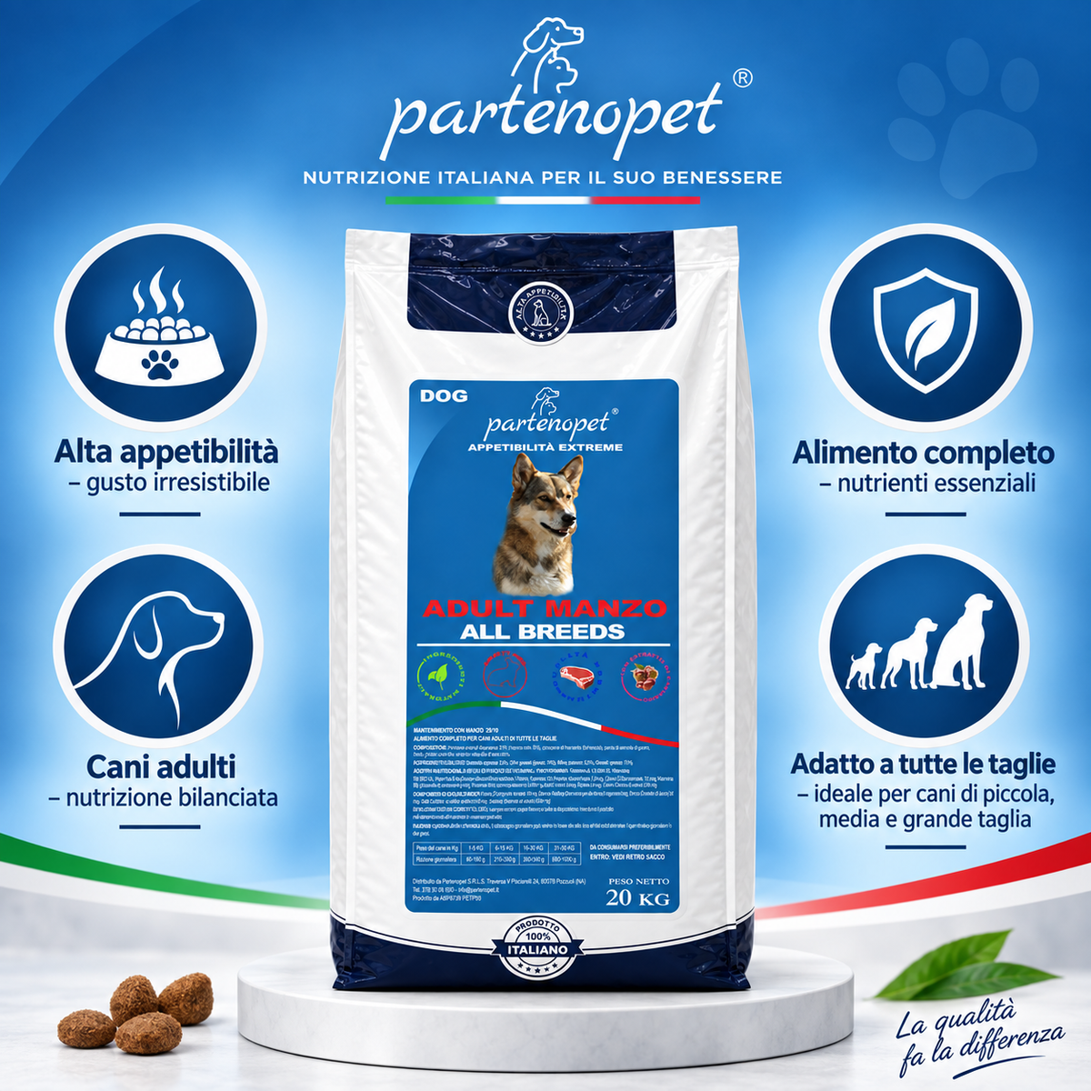 Partenopet Dog Adult Manzo 20 kg: caratteristiche del prodotto