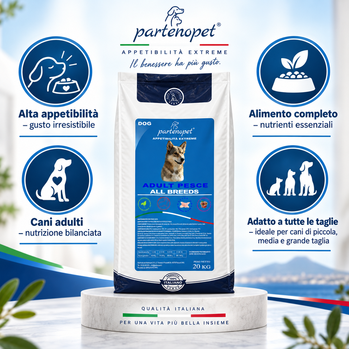 Partenopet Dog Adult Pesce 20 kg: caratteristiche del prodotto