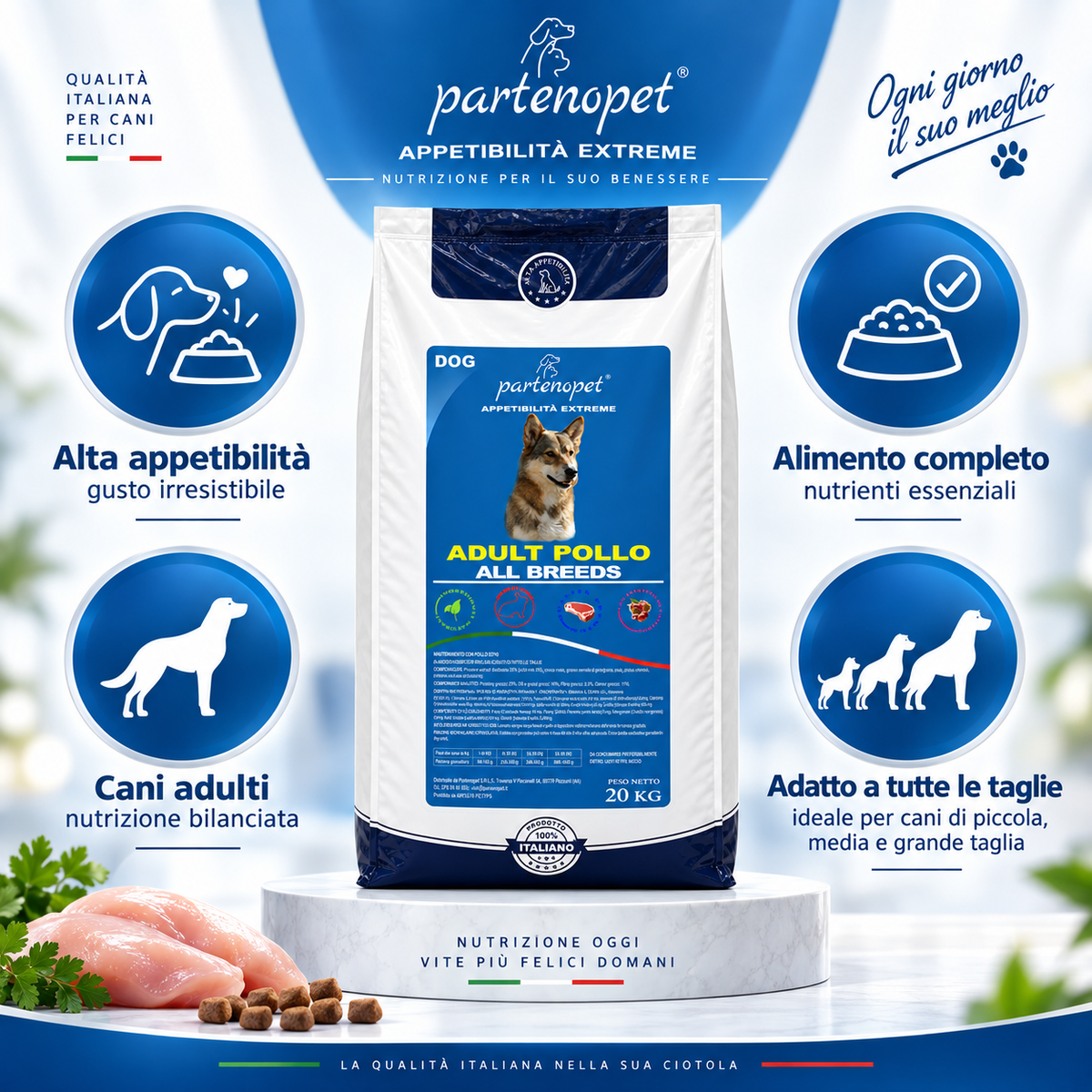Partenopet Dog Adult Pollo 20 kg: caratteristiche del prodotto