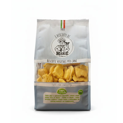 Confezione da 400g di Biscotti Marie Vegetali al cocco per cani, snack a forma di animaletti, senza carne, sale, zuccheri e lieviti