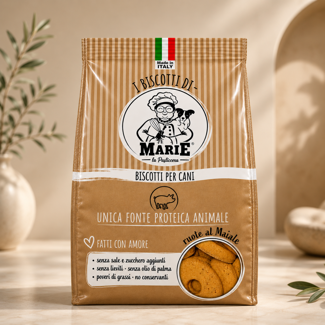 I Biscotti di Marie Ruote al Maiale 300 g biscotti per cani con unica fonte proteica animale