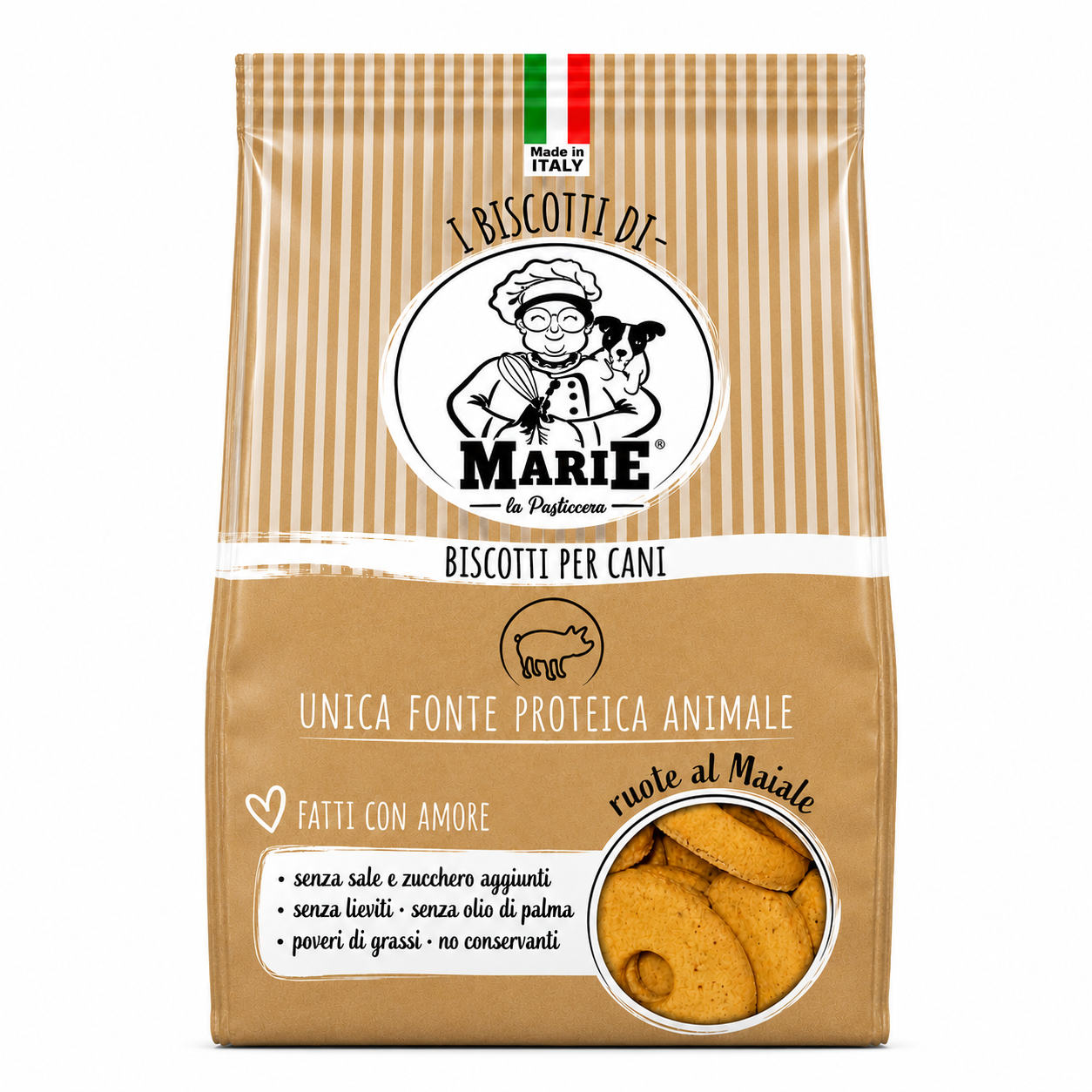 I Biscotti di Marie Ruote al Maiale 300 g biscotti per cani con unica fonte proteica animale