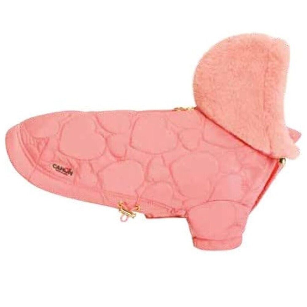 Piumino imbottito antipioggia con cappuccio  di colore rosa per cani Camon Bunny