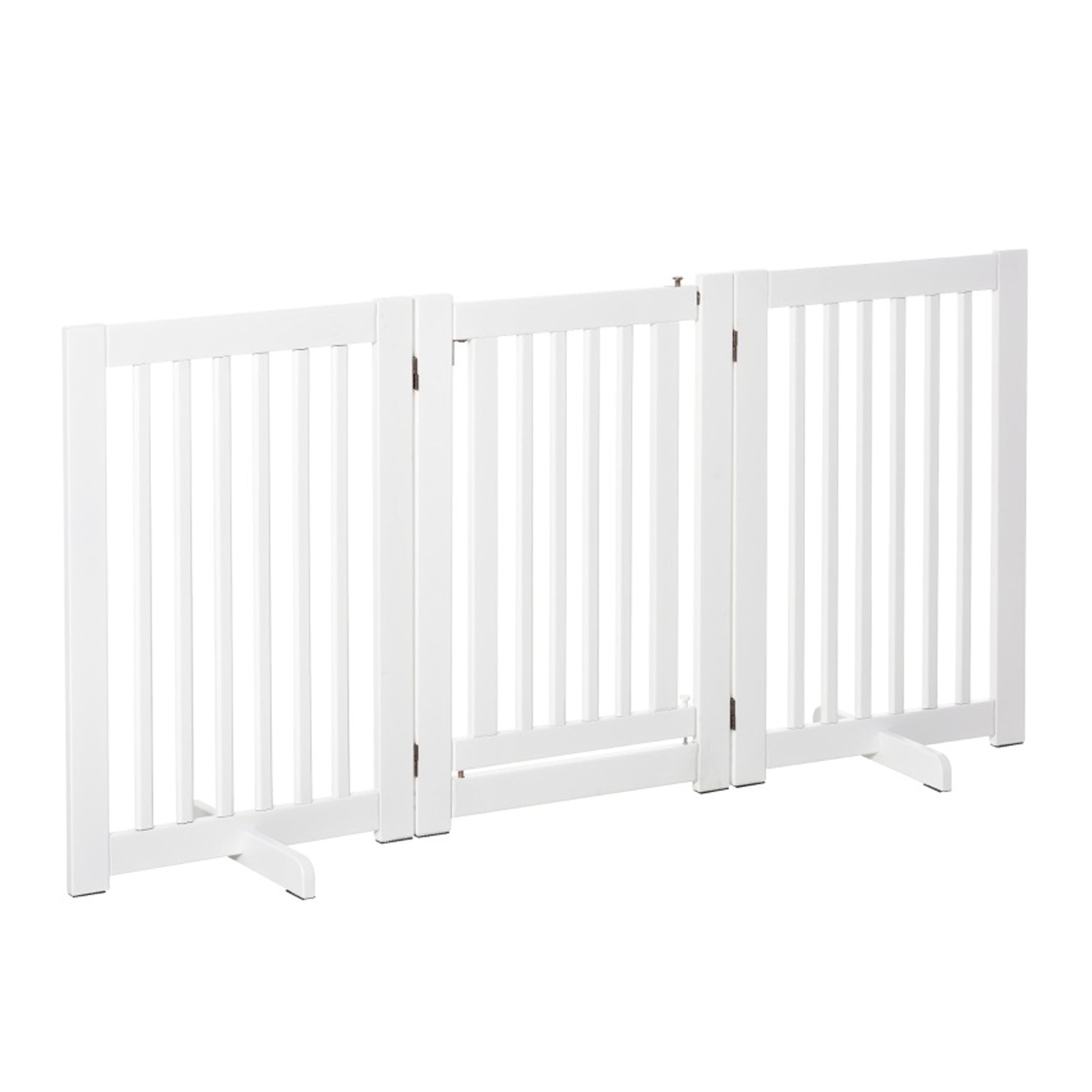 Cancelletto per Cani Pieghevole 3 Pannelli con Porta con blocco in MDF Bianco, 155x76 cm - Partenopet