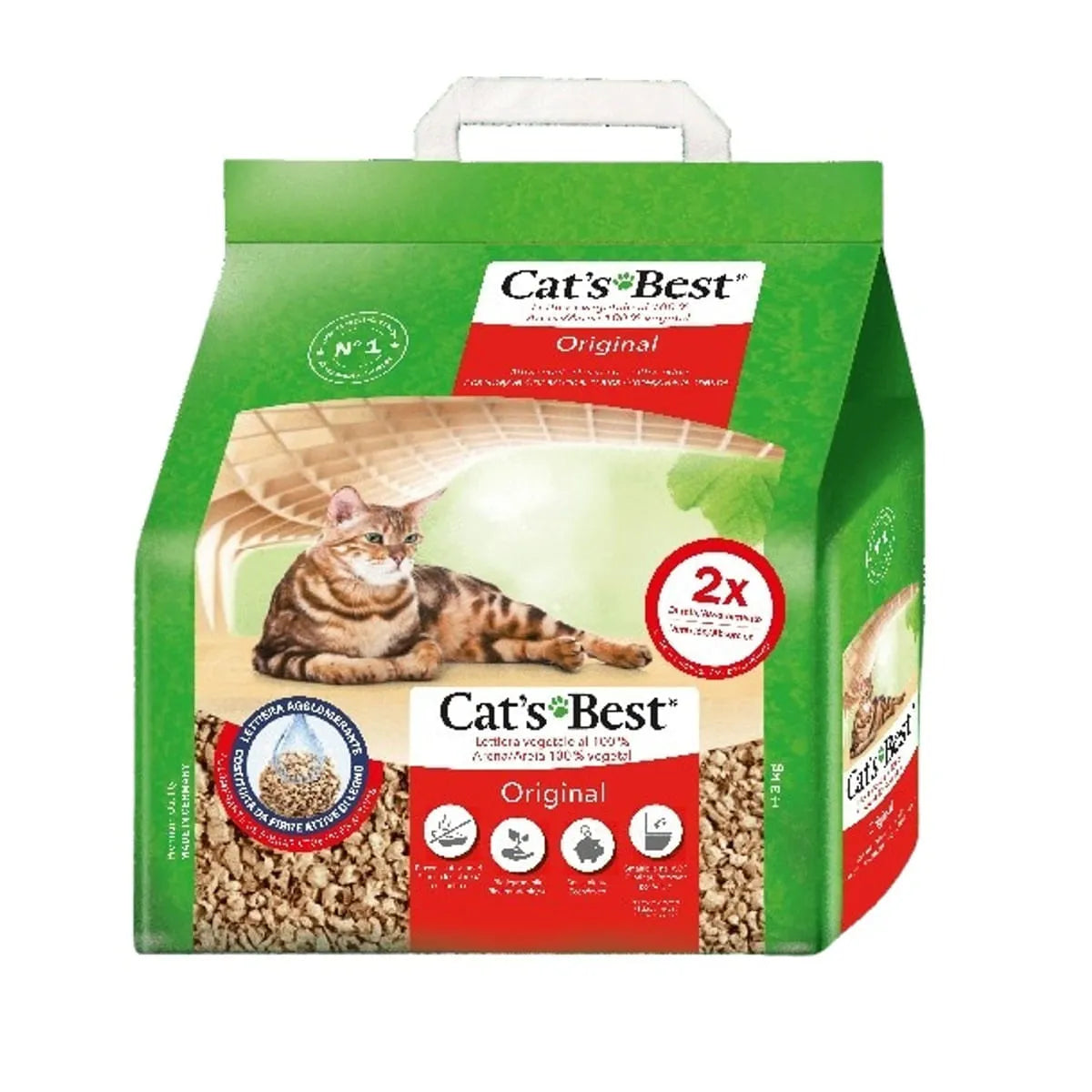 Lettiera vegetale agglomerante per gatti in fibre di legno Cat's Best Original da 7 L