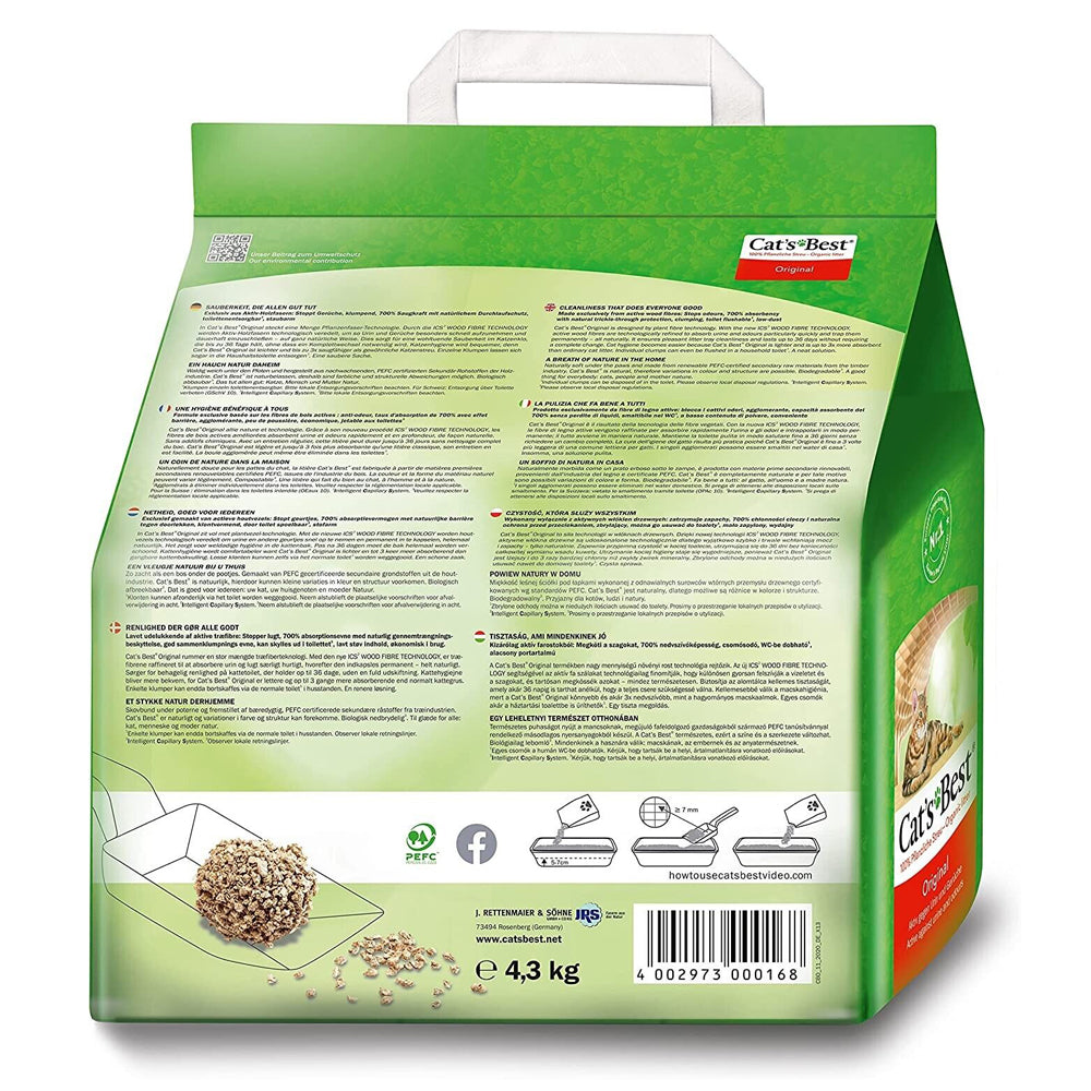 Cat's Best Original Lettiera Agglomerante Vegetale per Gatti Naturale 4,3 kg