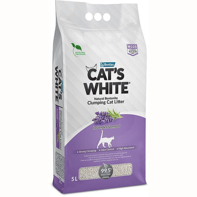 Busta di lettiera agglomerante per gatti profumata alla lavanda marca Cat's White da 5 L
