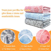 Coperta morbida per cani e gatti in flanella grigia, rosa e ciano con disegni di impronte, disponibile in tre misure, ideale per proteggere il divano.