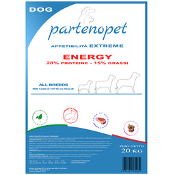 Sacco crocchette Energy da 20 kg per cani adulti ad alto contenuto calorico Partenopet gusto manzo e maiale