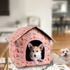 Casetta per gatti da esterno impermeabile a forma di tenda, disponibile in fantasie cactus, fragola e oceano, protezione pioggia e sole per pet.