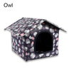 Casetta per gatti da esterno impermeabile a forma di tenda, disponibile in fantasie cactus, fragola e oceano, protezione pioggia e sole per pet.