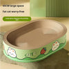 Cuccia tiragraffi integrata per gatti in cartone pressato ad alta densità. Disponibile in versione ovale e circolare, design moderno e resistente ai graffi.