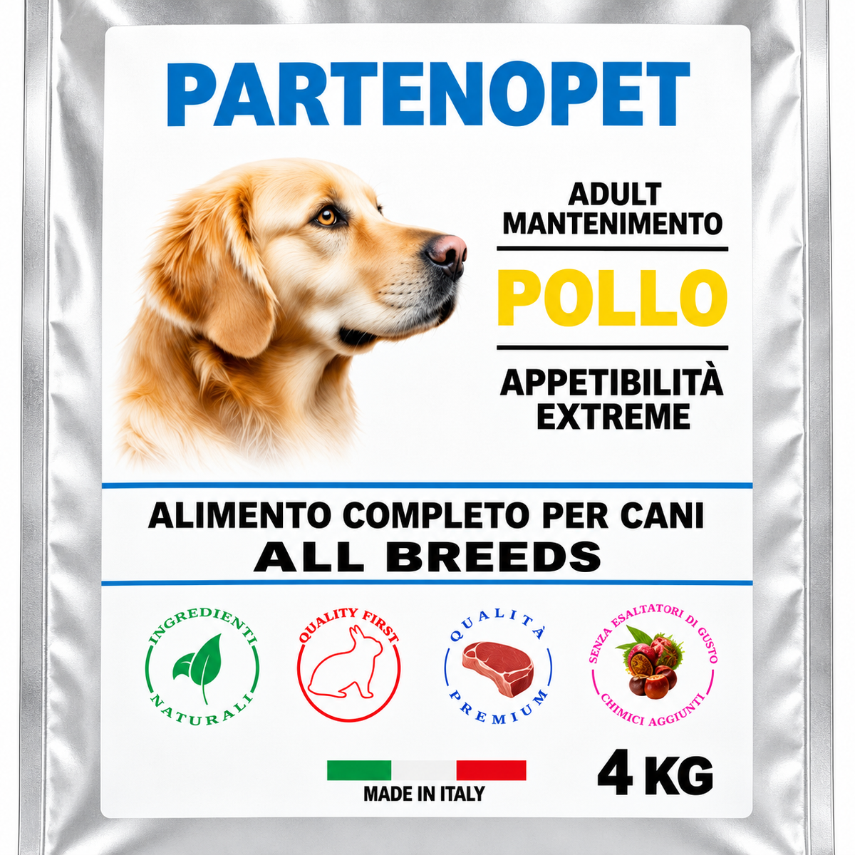 Dettaglio della confezione Partenopet Dog Adult Mantenimento Pollo da 4 kg