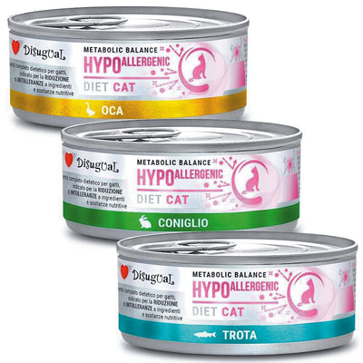 Scatoletta umida di alimento umido per gatti allergici Disugual Hypoallergenic 85 g