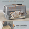 Lettiera per Gatti in Acciaio Inox XL con Coperchio | Doppio Ingresso, Antiperdita, 61 × 41 × 36,5 cm