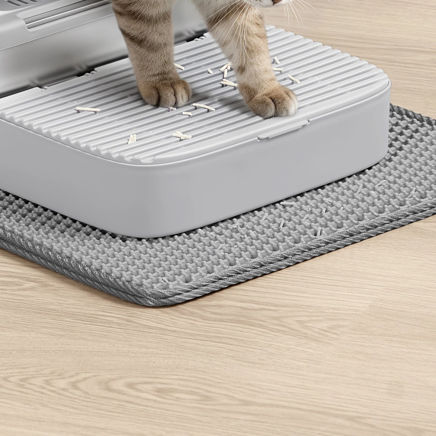 Lettiera per Gatti Grandi in Acciaio Inossidabile con Coperchio (60x40x38 cm) – Cassetta Igienica XXL da 28L Anti-Odore e Anti-Perdita, con Paletta e Tappetino inclusi
