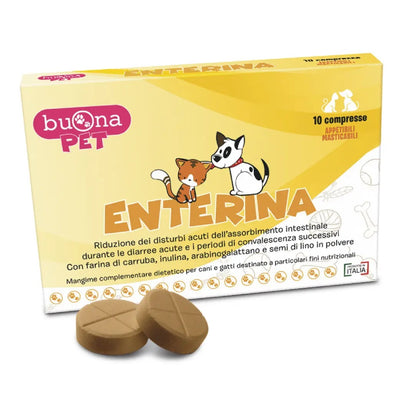 Confezione da 10 compresse di integratore per la riduzione dei disturbi acuti intestinali Buona Pet