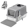 Lettiera per Gatti in Acciaio Inox XL con Coperchio | Doppio Ingresso, Antiperdita, 61 × 41 × 36,5 cm