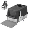 Lettiera per Gatti in Acciaio Inox XL con Coperchio | Doppio Ingresso, Antiperdita, 61 × 41 × 36,5 cm