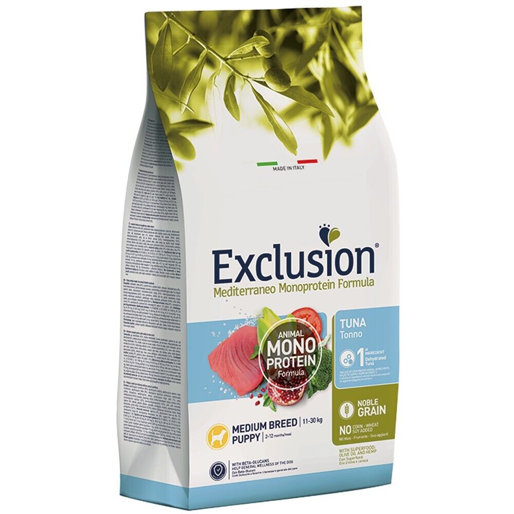 Busta di crocchette per cani cuccioli al tonno Exclusion Puppy da 3 kg